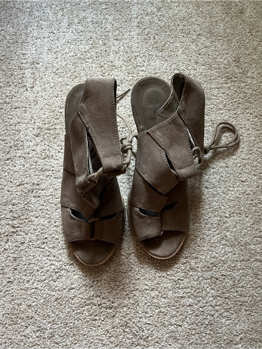Women's Brown Suede Peep-Toe Lace-Up Sandals